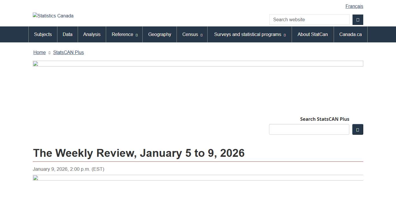 The Weekly Review, January 5 to 9, 2026 - Statistics Canada