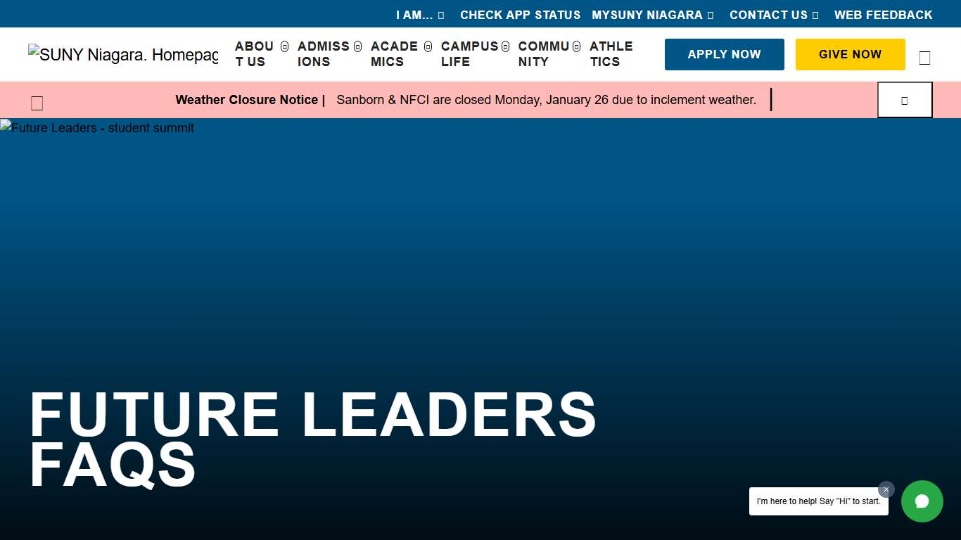 Future Leaders FAQs Free Student Support at SUNY Niagara